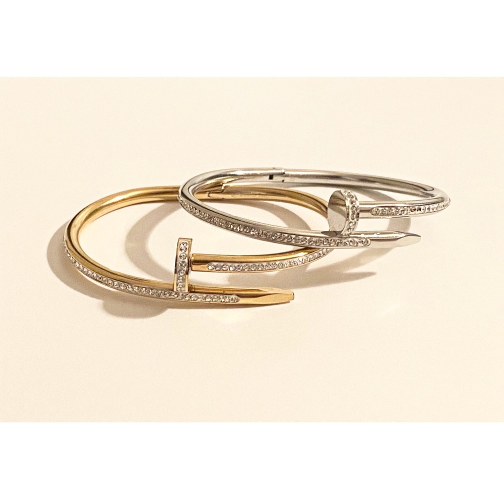 Set of 2 | Just A Nail Bracelet Bangle w/ Gems